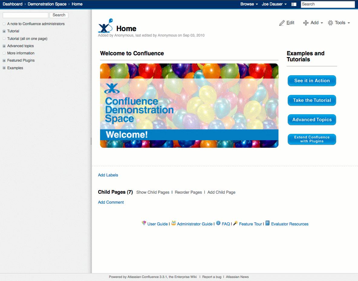 Confluence example site home page. Confluence example site home page.