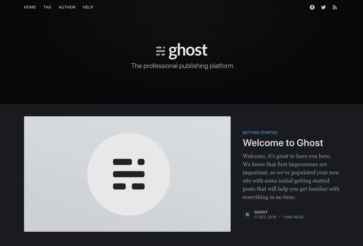 Ghost home page Ghost home page