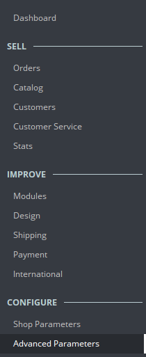 Far-left menu from PrestaShop Far-left menu from PrestaShop