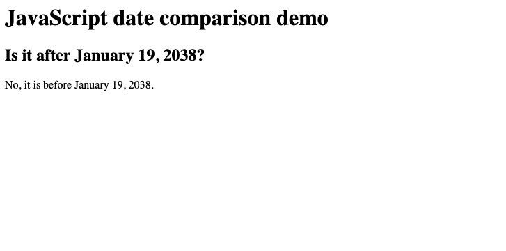 An example of comparing dates using JavaScript An example of comparing dates using JavaScript