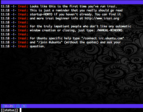 Irssi’s default message. Irssi’s default message.